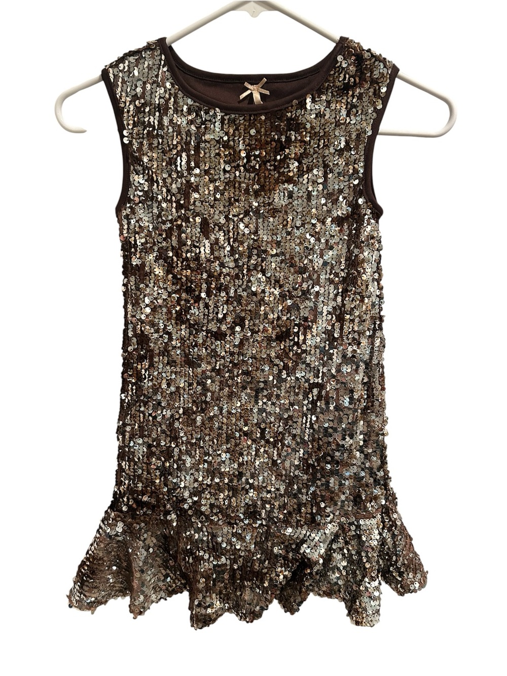 Ruum Girls' Sequin Party Dress in Metallic Brown NWT Size XS (5-6)